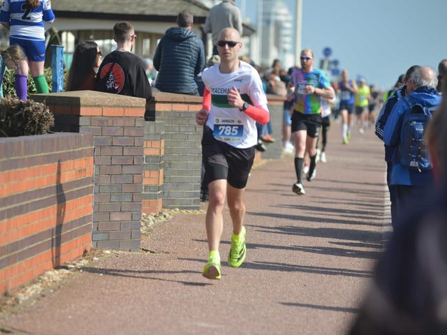 Images from the finish area at the 2026 Hastings Half Marathon
