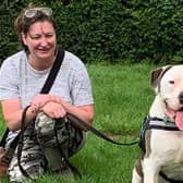 Joanna Harris, 49, was attacked by a 15-month-old American bulldog which she fostered from the RSPCA