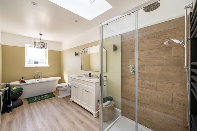 A free standing bath is a stand-out feature of this particular bathroom.