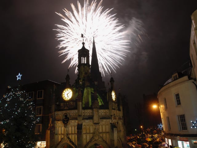 An explosion of light bursting over the Cathedral to mark the light switch on in 2009