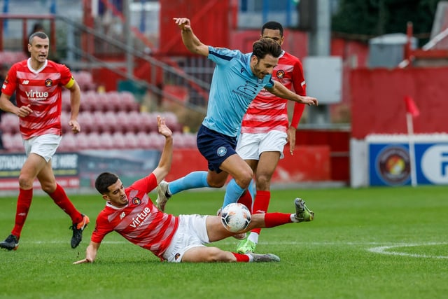 Action from Eastbourn Borough's 1-0 FA Trophy win away to Ebbsfleet United