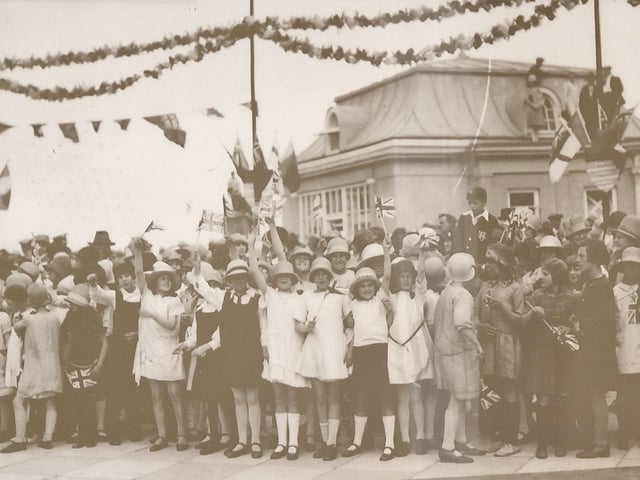 WPC Gladys Moss, far right, watching over the crowd during a visit to Worthing by the Duke of Kent in 1935 to open the new Town Hall