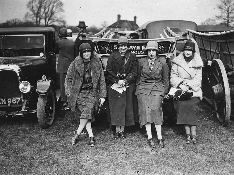 Four women at the Horsham and Crawley Point to Point Steeplechases at Dial Post near West Grinstead on 12th April 1925: