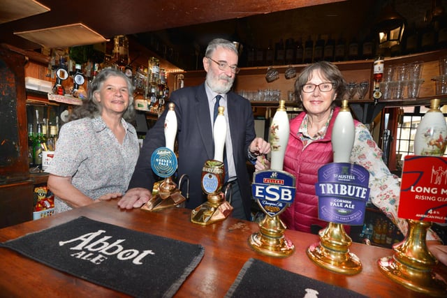 New landlord Alan Pink takes over at the Horse & Groom in St Leonards. L-R: Louise and Alan Pink, and Bee Lang, sister of David Sansbury.