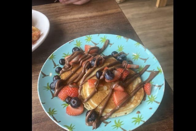 Pancakes with a range of sweet toppings / The Hipster: two sweet corn pancakes, mashed avocado, two grilled halloumi, tomato salsa with toast. With two poached eggs or two bacon. Or one of each. (https://www.facebook.com/thebeachkitcheneastbourne) - photo from Google Maps
