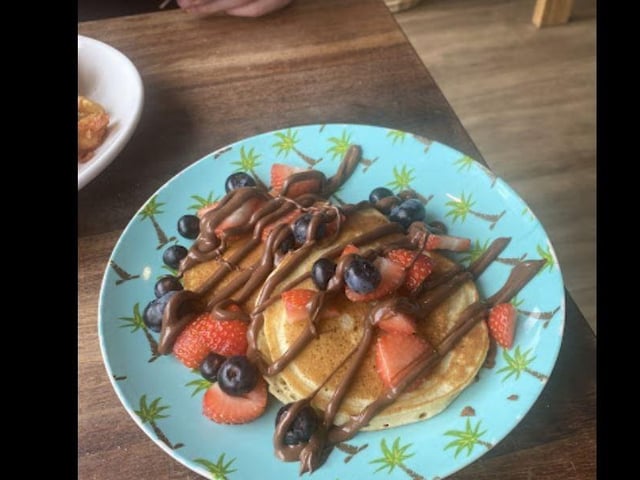 Pancakes with a range of sweet toppings / The Hipster: two sweet corn pancakes, mashed avocado, two grilled halloumi, tomato salsa with toast. With two poached eggs or two bacon. Or one of each. (https://www.facebook.com/thebeachkitcheneastbourne) - photo from Google Maps