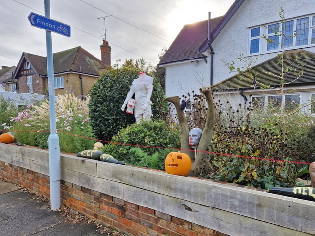 Hallowe'en scene created by Maisie, nine, and Wilfred, seven, with help from their dad Robin Marchant and little brother Frank, four