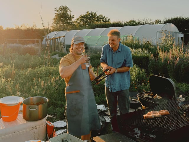 Ed Johnstone and Nick Cain cooking the barbecue