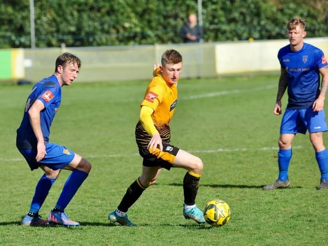 Action from Littlehampton Town's 1-1 draw with Lancing in theIsthmian south east division at The Sportsfield
