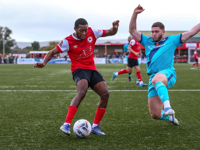 Action from Eastbourne Borough's National League South clash with Braintree at Priory Lane