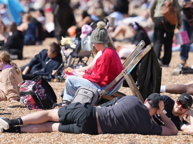 Brighton beach is busy in the welcome Easter sunshine