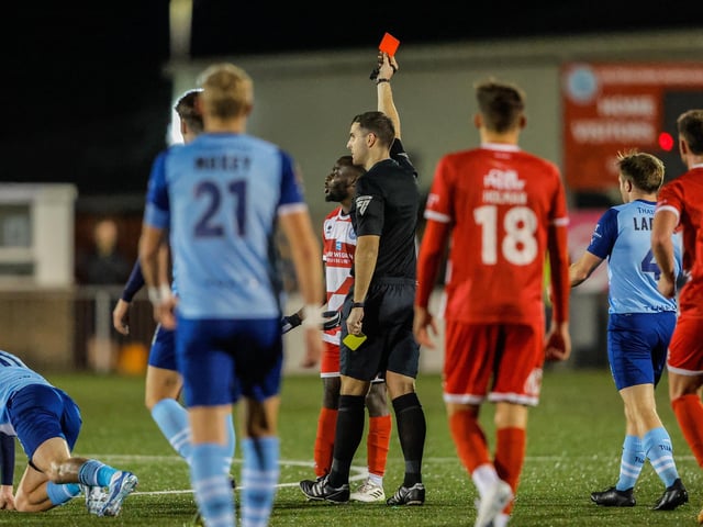 Action from Eastbourne Borough's home defeat by Torquay United in National League South