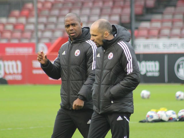 Action from Crawley Town's win over Swindon Town in Matthew Etherington's first game in charge. Picture by Cory Pickford