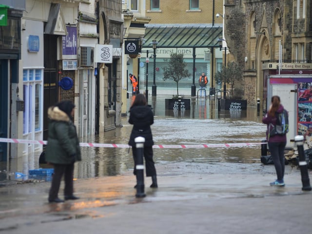 Flooding in Hastings town centre on January 16 2023.