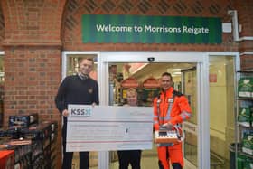 Lewis and Sue from Morrisons presented the donation to Mike Rose, KSS Paramedic