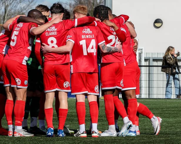 In it together - and it's a big Easter double lying ahead of the Eastbourne Boro squad | Picture: Lydia Redman