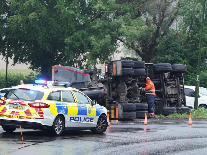 West Sussex Fire & Rescue Service said they were called at 8.12am on Thursday, July 27, to reports of a road traffic collision involving a heavy goods vehicle on the A24 southbound at Findon