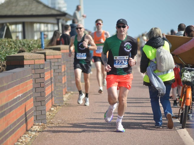 Images from the finish area at the 2026 Hastings Half Marathon