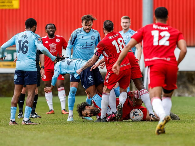 Action from Eastbourne Borough's defeat at Welling in National League South