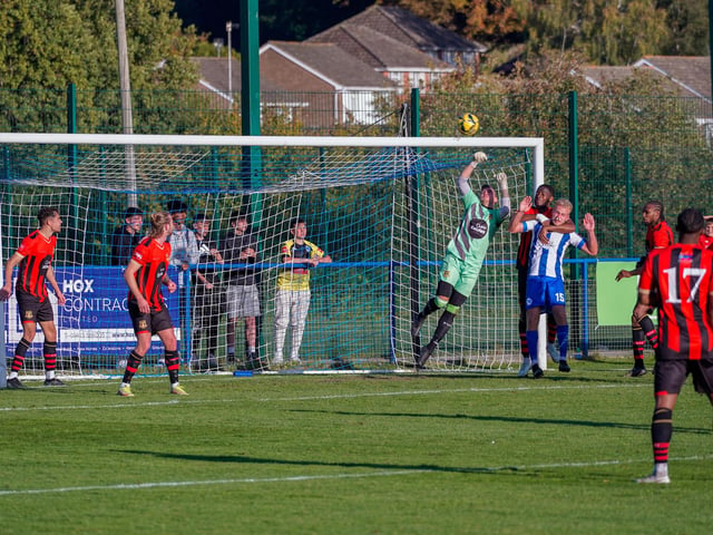 Action from the Haywards Heath Town v Sittingbourne clash in the Isthmian south east division