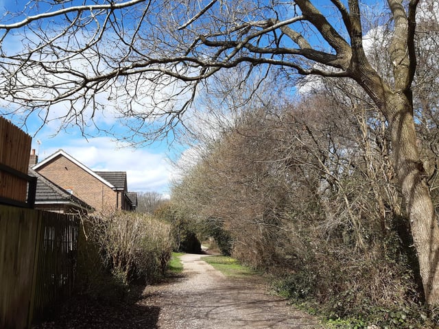 You follow the path running alongside the houses in Spierbridge Road