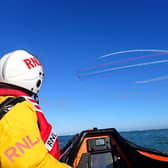 A person in distress was aided by volunteers from Eastbourne RNLI during a busy weekend during Airbourne. Picture: Eastbourne RNLI