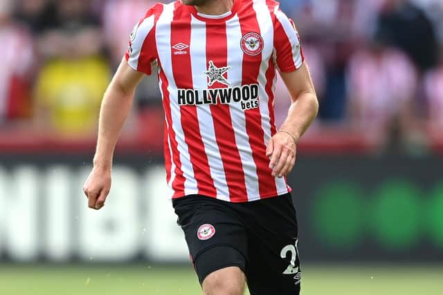 Christian Eriksen of Brentford in action during the Premier League match between Brentford and Leeds United (Photo by Alex Davidson/Getty Images)