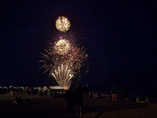 Worthing Lions Festival fireworks were launched from the end of Worthing Pier on July 27, 2024, to a crowd of hundreds on the beach and promenade
