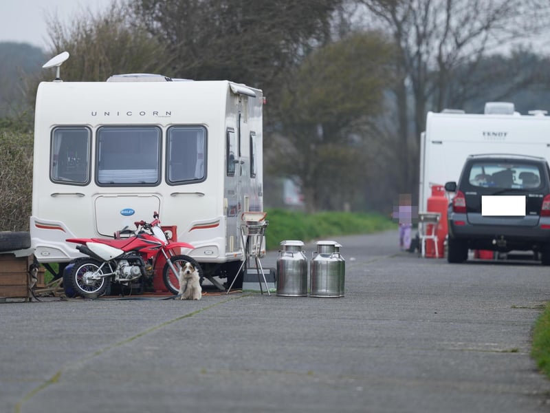 An unauthorised encampment was reported on the council land on Sunday afternoon (March 23)