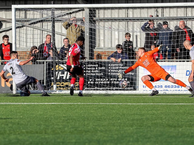 Action from Eastbourne Borough's 2-0 Ntional League South win against Slough Town at Priory Lane