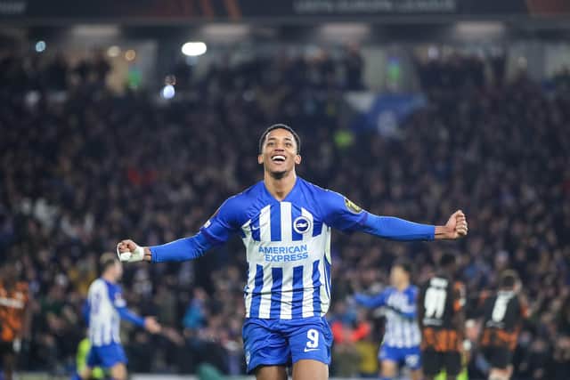 Joao Pedro scored a dramatic late winner as Brighton secured the victory they needed over Marseille to top their Europa League group. Photo: Eva Gilbert Photography