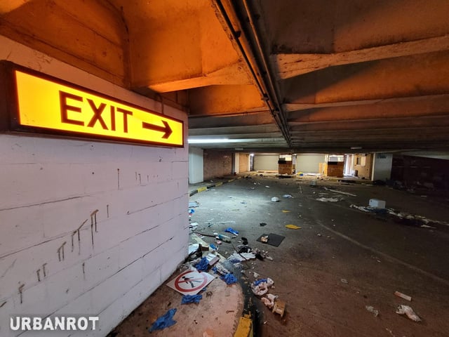The car park has been abandoned for some time.
