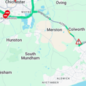 A stretch of the A259 has been closed between Bognor Regis and Chichester. Photo: AA Traffic News