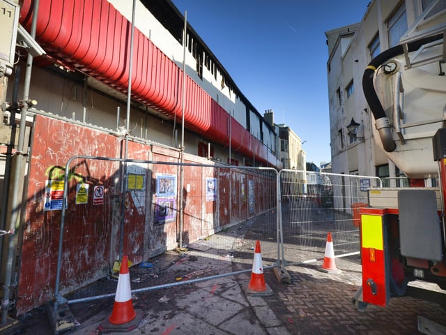Firefighters at the scene on January 20, 2023 after a major fire in George Street on January 18 that year.