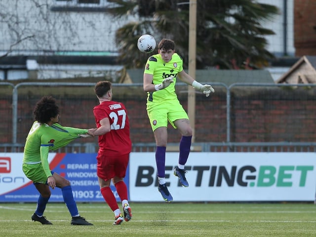 Action from Worthing v Braintree in National League South