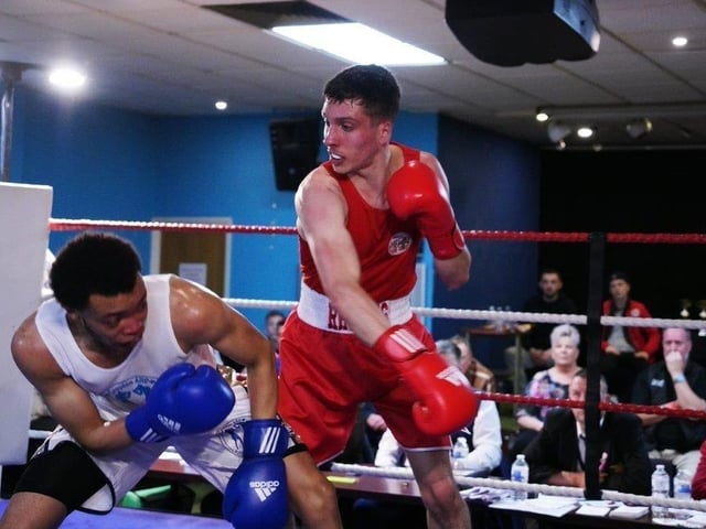 Action from Crawley's junior boxing squad at their annual blockbuster at the Goffs Park Social Club on Sunday. Picture by Max Spanner Photography