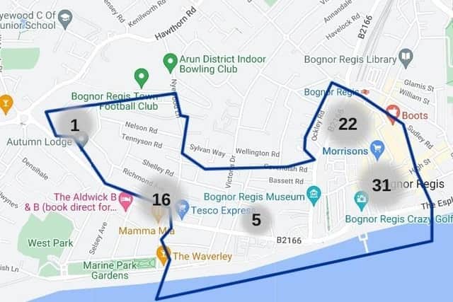 Crime map for Bognor's Marine area