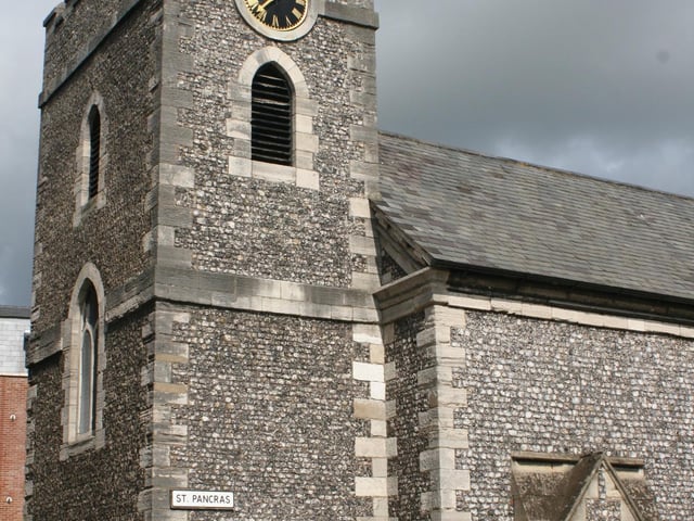 The Church of St Pancras in Chichester was destroyed by artillery fire during the siege of the city in 1642