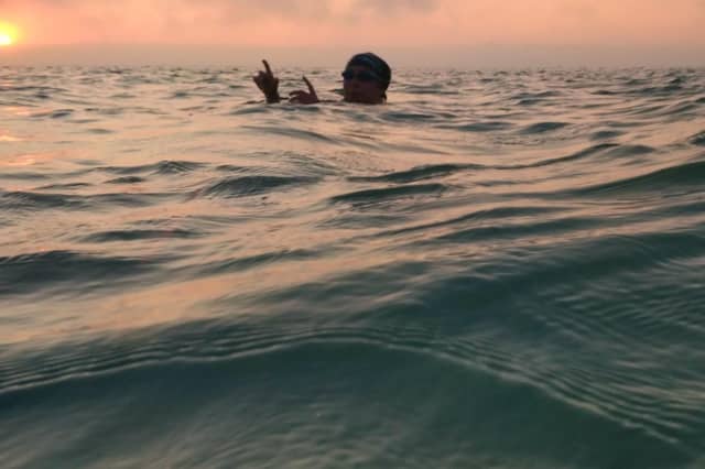 Bethany in training with a sunrise swim