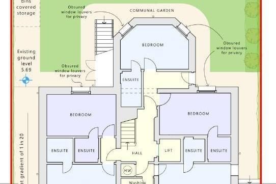 Proposed lower ground floor plans - including a communal garden.