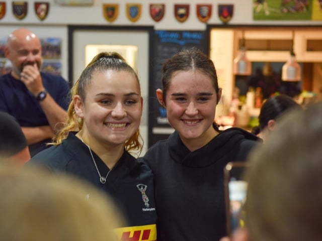 Girls at Burgess Hill RFC get a visit from Harlequins Women