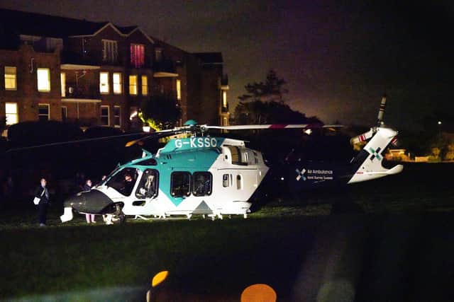 An air ambulance helicopter was pictured after a collision in Littlehampton on Saturday night (August 12). Photo: Sussex News and Pictures