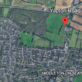 The left-turn lane into Yapton Road – from the A259 heading towards Middleton-on-Sea – closed on Monday, October 19. It is expected to reopen on November 13. Photo: Google Earth