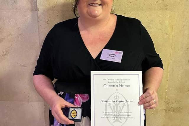 Samantha Smith, Head of Nursing for Intermediate Care in Community, has been honoured with the title of Queens Nurse by the Queen’s Nursing Institute (QNI) at an awards ceremony in December. Picture: East Sussex NHS Trust