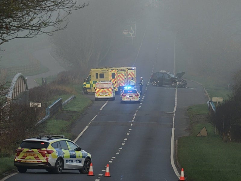 Emergency services at the scene on the A27. Picture: Sussex News and Pictures