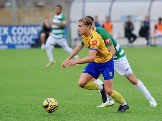 Action from Lancing's win over Corinthian in the Isthmian south east division