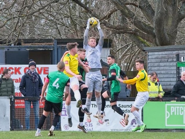 Burgess Hill Bbeat Corinthian 4-1 with two goals from Dan Perry and one each from Dave Martin and Martyn Box. Picture by Chris Neal