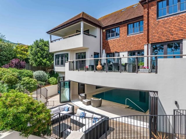 Seascape is an exceptional waterfront home, brought to the open market for the very first time since it was completed, and the leisure suite has a pool, gym and cinema
It is on the market for £4,500,000 with Pegasus Properties.