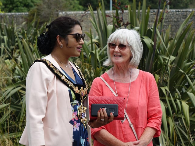 Worthing mayor Henna Chowdhury with Nadine Barber, co-chair of Friends of Denton Gardens