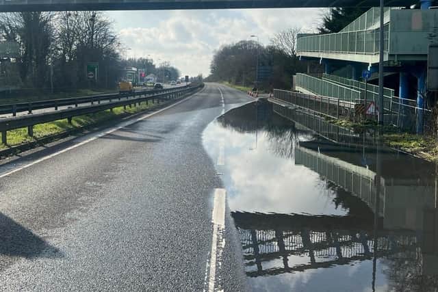 The flooding on the A27.